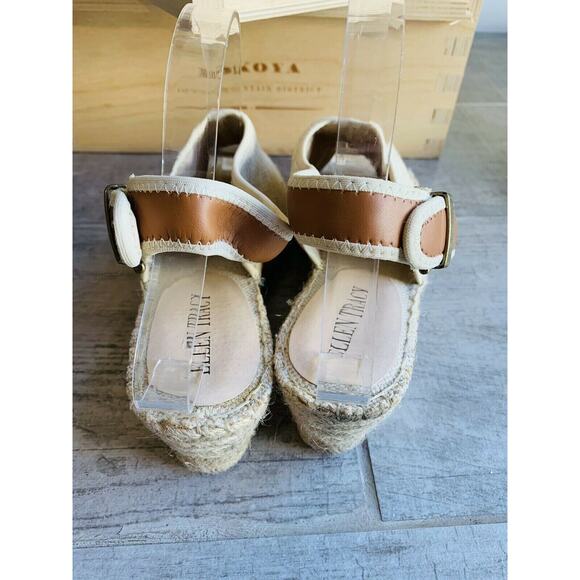 Ellen Tracy Kameo Wedge Espadrille Sandal Slingback Open Toe Designer Natural 9 - Picture 4 of 11